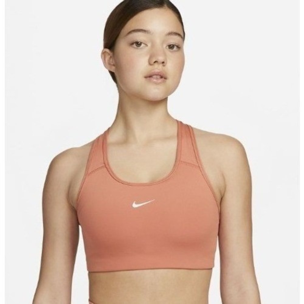 Nike Dri-FIT Swoosh medium Support Racerback Sports Bra Pink | Size Large